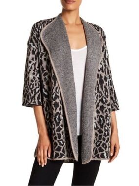 Joie Leopard Print Open-Front Cardigan